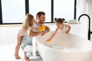 Family enjoying bath time