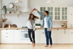 Excited couple cooking